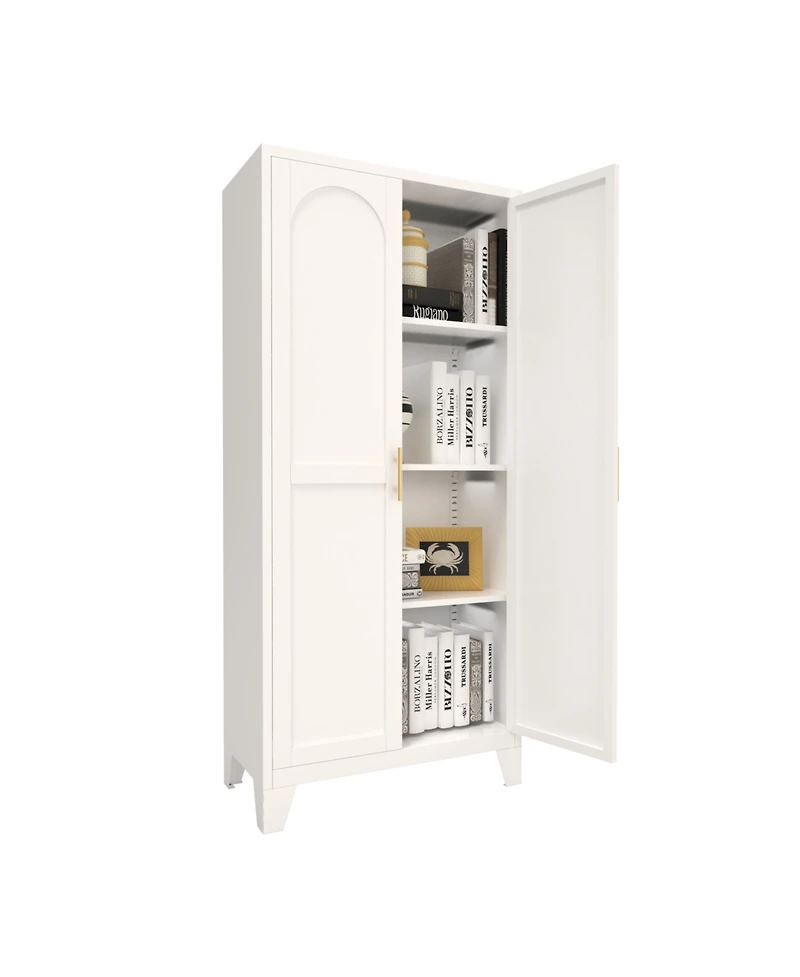 Streamdale Furniture 61" Metal Storage Cabinet with Adjustable Shelves (White)