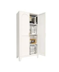 Streamdale Furniture 61" Metal Storage Cabinet with Adjustable Shelves (White)