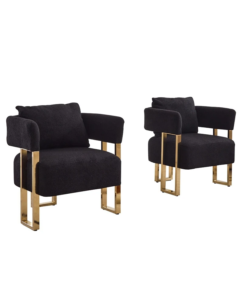 Streamdale Furniture Ts Modern Teddy Fleece Chair Gold Legs 2PCS Black