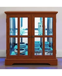 Streamdale Furniture Elegant Led Curio Cabinet - Antique Retro Design, Adjustable Shelves - Oak