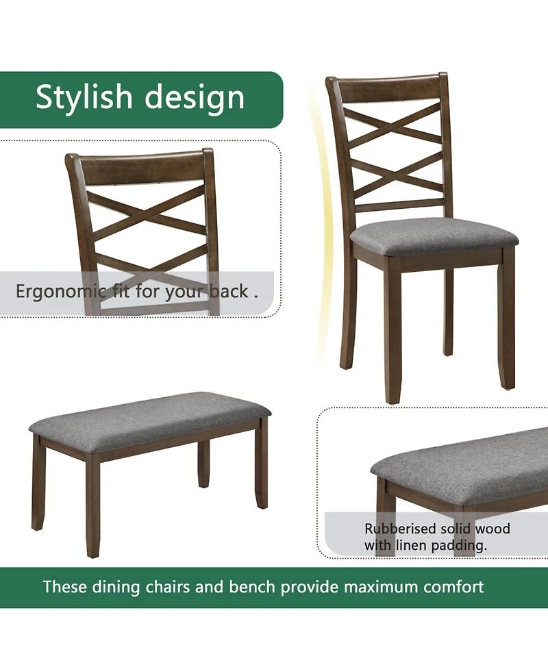 Streamdale Furniture 6-Piece Walnut Dining Set- Table