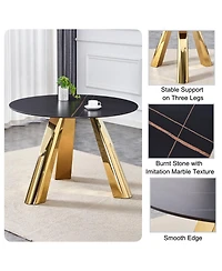 Streamdale Furniture 42" Gold-Plated Granite Table - Seats 4-6 - Dining, Entertaining, Conference