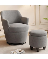 Streamdale Furniture 360 Swivel Accent Chair with Ottoman & Nail Trim