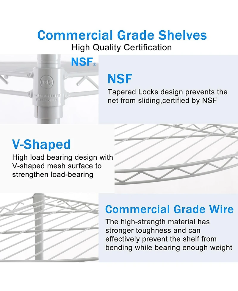 Streamdale Furniture 6-Tier Corner Wire Shelf - White