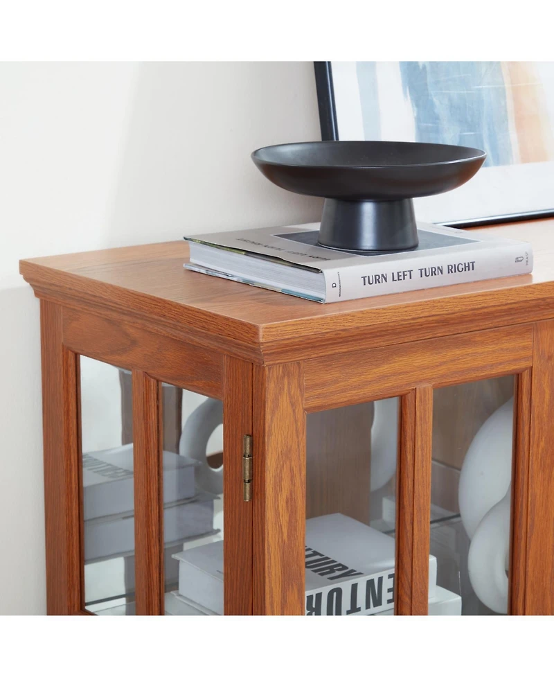 Streamdale Furniture + 1 Pc + Wood (Dark Oak) + Led Lighting + Curio Cabinet