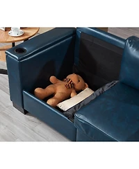 Streamdale Furniture Streamdale Modern Faux Leather Sofa with Cup Holder & Storage