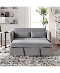 Streamdale Furniture Streamdale 55" Velvet Futon Sofa Bed with Pillows & Side Pockets