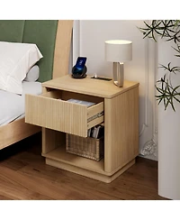Streamdale Furniture Streamdale Nightstand with Outlet, Usb, Drawer - Modern Bedside Table