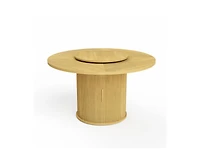 Casainc 55″ Round Dining Table with Rotating Tray and Storage Shelves only table）