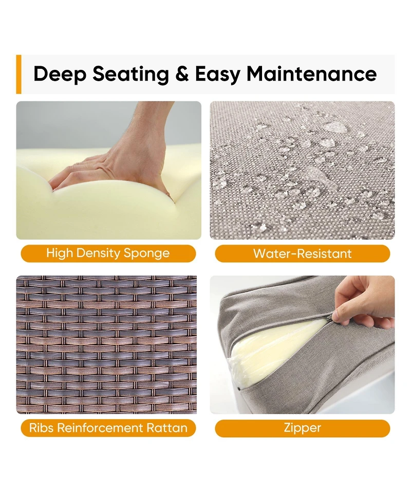 Gymojoy T-Frame Brown Wicker Outdoor Swivel Glider Chairs with Olefin 5 In. Thick Cushions 2-Pack)