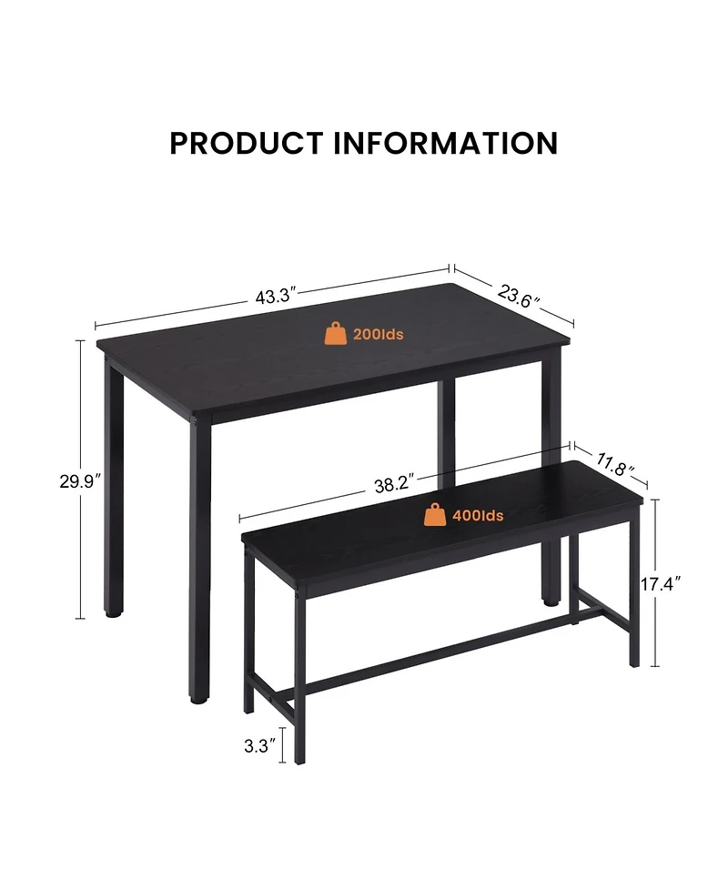 Streamdale Furniture Industrial Dining & Bar Set with Benches