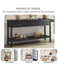 Streamdale Furniture Contemporary 3-Drawer Console Table with 1 Shelf, Entrance for Entryway, Hallway, Living Room, Foyer, Corridor