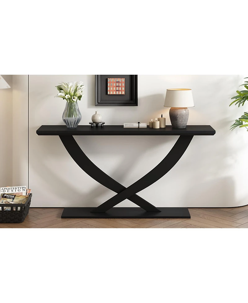 Streamdale Furniture Mira 57" Rustic Console Table with Cross-Legs