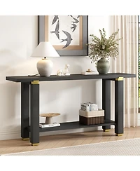 Streamdale Furniture Modern Console Table - Solid Wood Metal Accents Shelf