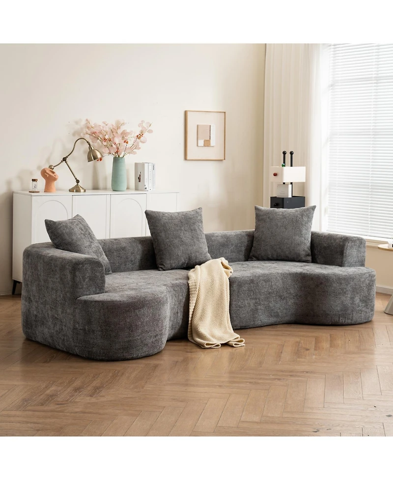 Streamdale Furniture Curved Corduroy Sofa with Pillows