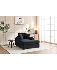 Streamdale Furniture Corduroy Chaise Lounge Sofa with Ottoman & Storage