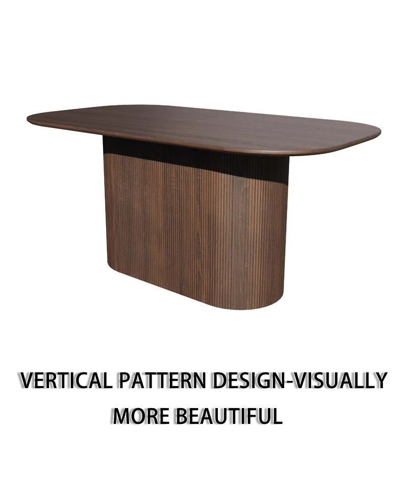 Streamdale Furniture 63" Brown Dining Table with 6 Black Metal Leg Chairs