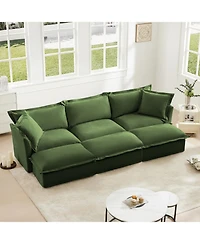 Streamdale Furniture Chenille 3-Seat Sofa with Ottomans