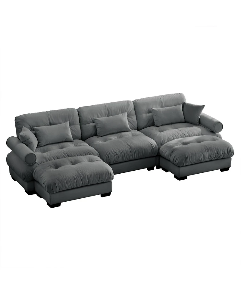Streamdale Furniture Streamdale U Shape Sectional Sofa with Ottomans, Modern Corner Couch