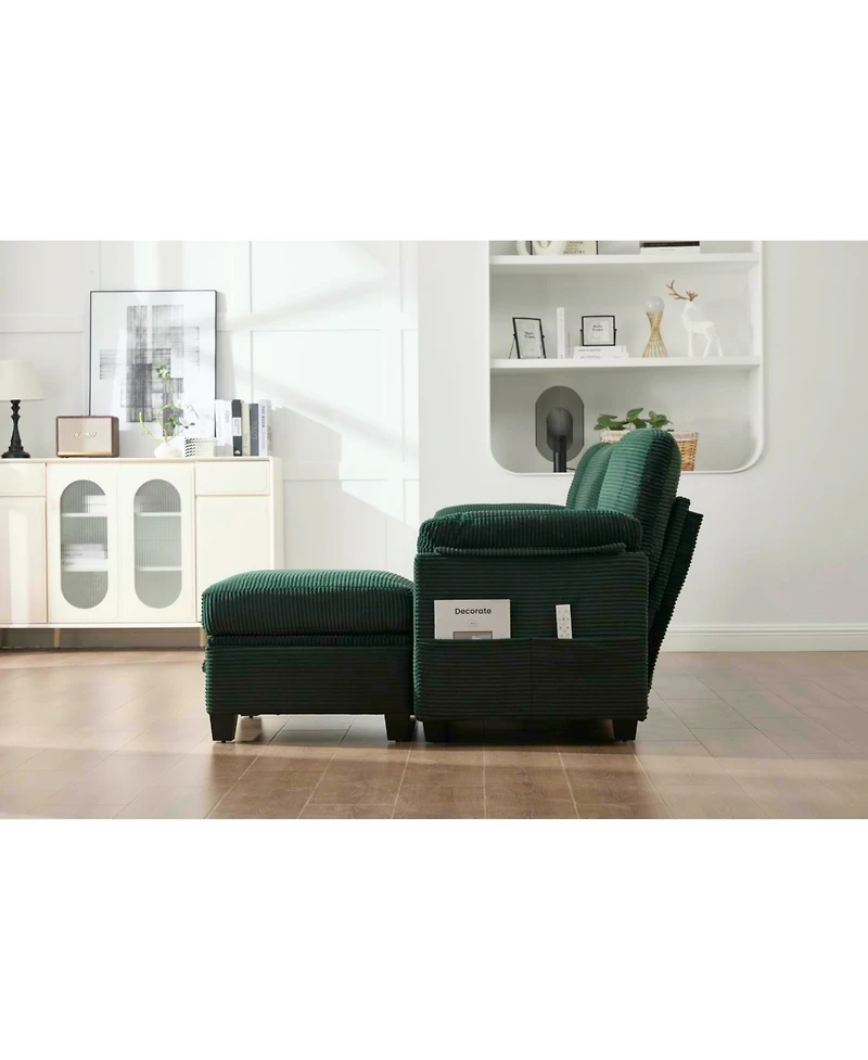 Streamdale Furniture L-Shape Corduroy Sofa- 4-Seater, Usb, Storage