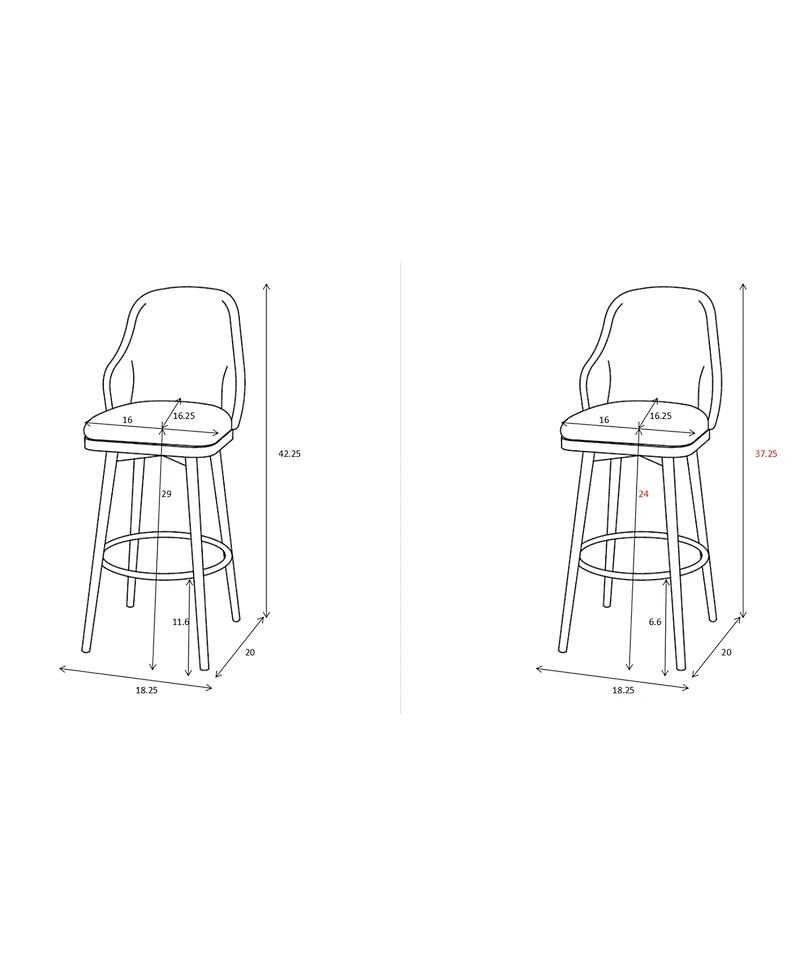 Streamdale Furniture Streamdale swivel bar & couter stool, 24"&30" adjustable, (set of 2) Fabric color