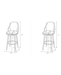 Streamdale Furniture Streamdale swivel bar & couter stool, 24"&30" adjustable, (set of 2) Fabric color