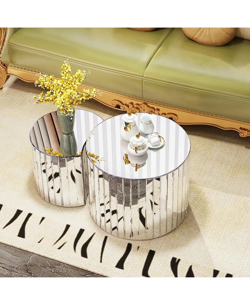 Streamdale Furniture Luxury Silver Mirror Coffee Table - Modern Living Room