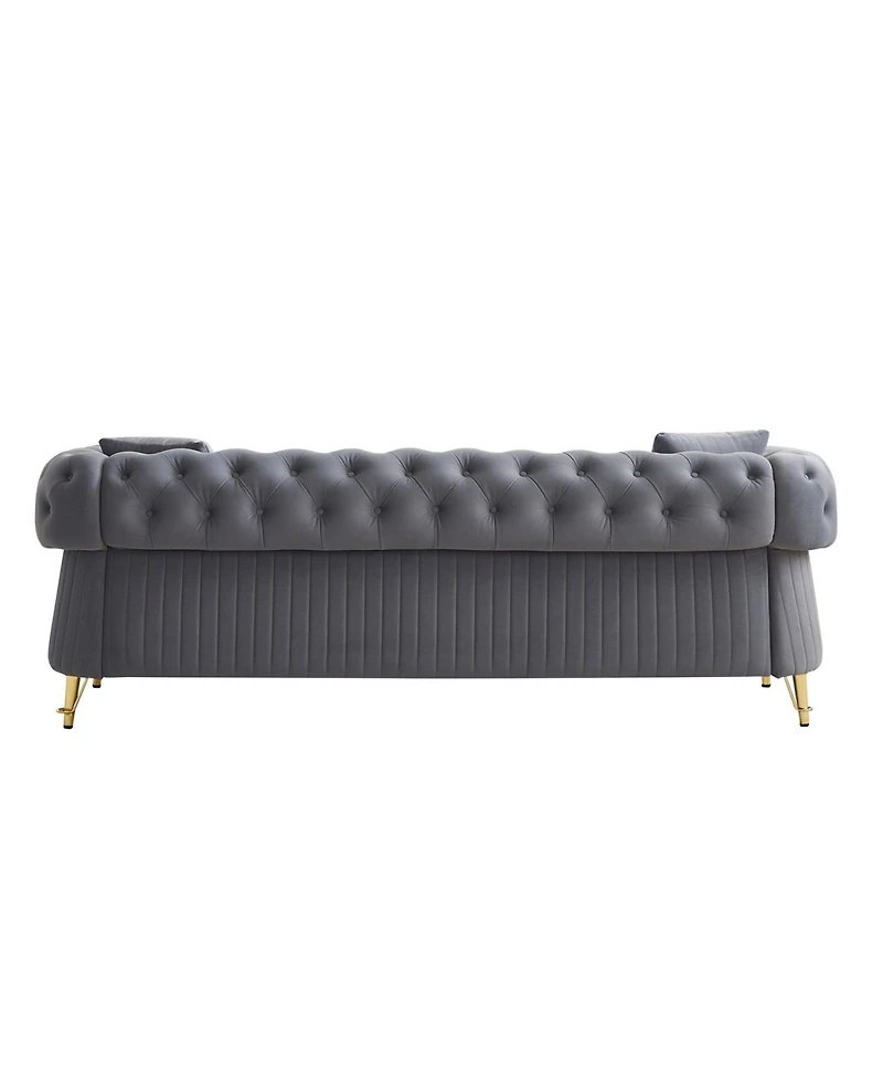 Streamdale Furniture Chesterfield Modern Tufted Velvet Living Room Sofa, 84.25"W Couch.