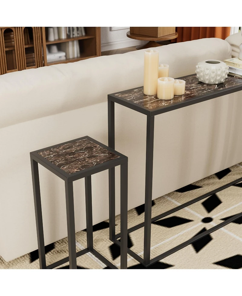 Streamdale Furniture 3-piece narrow hall table set industrial rural style brown/black