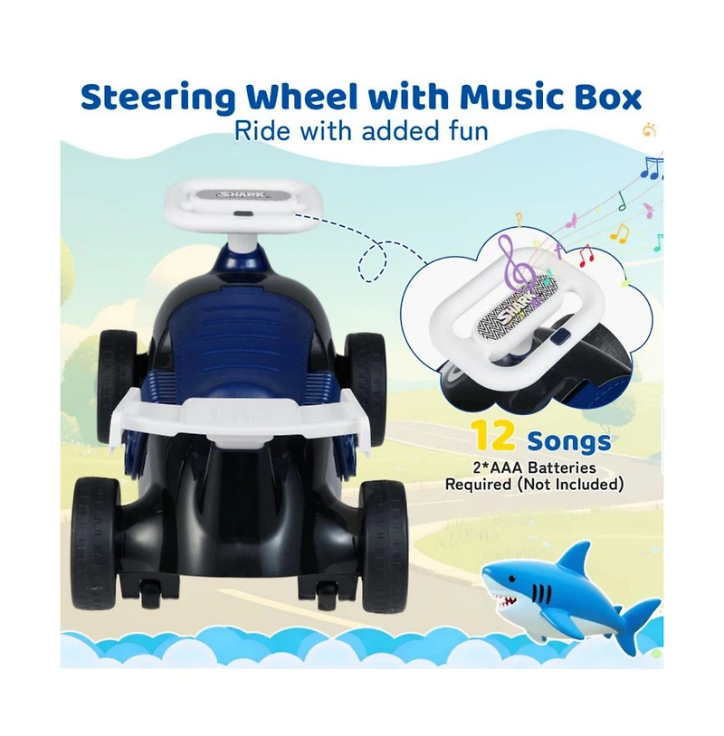 Hongge Kids Foot to Floor Ride On Car with Music Steering Wheel and Under Seat Storage