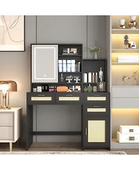 Streamdale Furniture Streamdale Led Makeup Vanity with Adjustable Lighting & Ample Storage