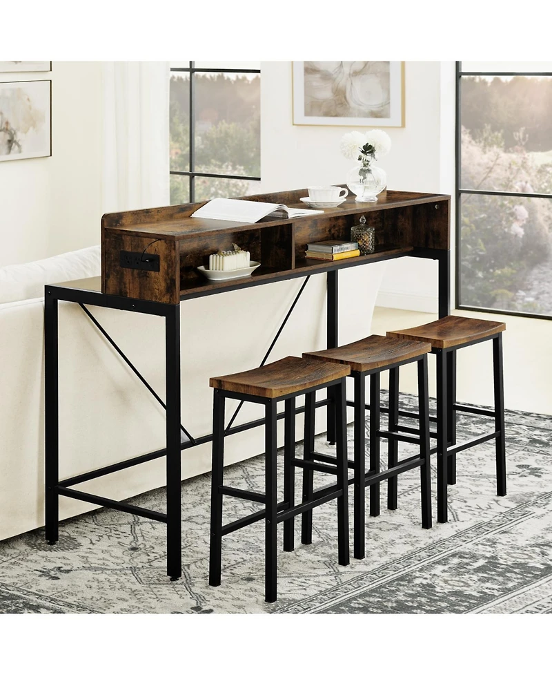 Streamdale Furniture 59" Bar Table Set with Power Led & 3 Stools