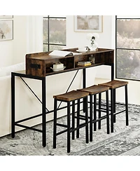 Streamdale Furniture 59" Bar Table Set with Power Led & 3 Stools