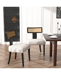 Streamdale Furniture Mid Century Rattan Dining Chairs - Set of 2 Black/Beige