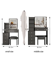 Streamdale Furniture 37" Led Mirror Vanity Table with Stool