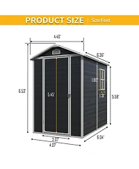 Streamdale Furniture 4 ft x 6 ft Outdoor plastic Storage Shed with floor, Black