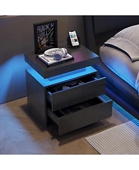 Streamdale Furniture Streamdale Led Nightstand Bedside Table with 2 Drawers