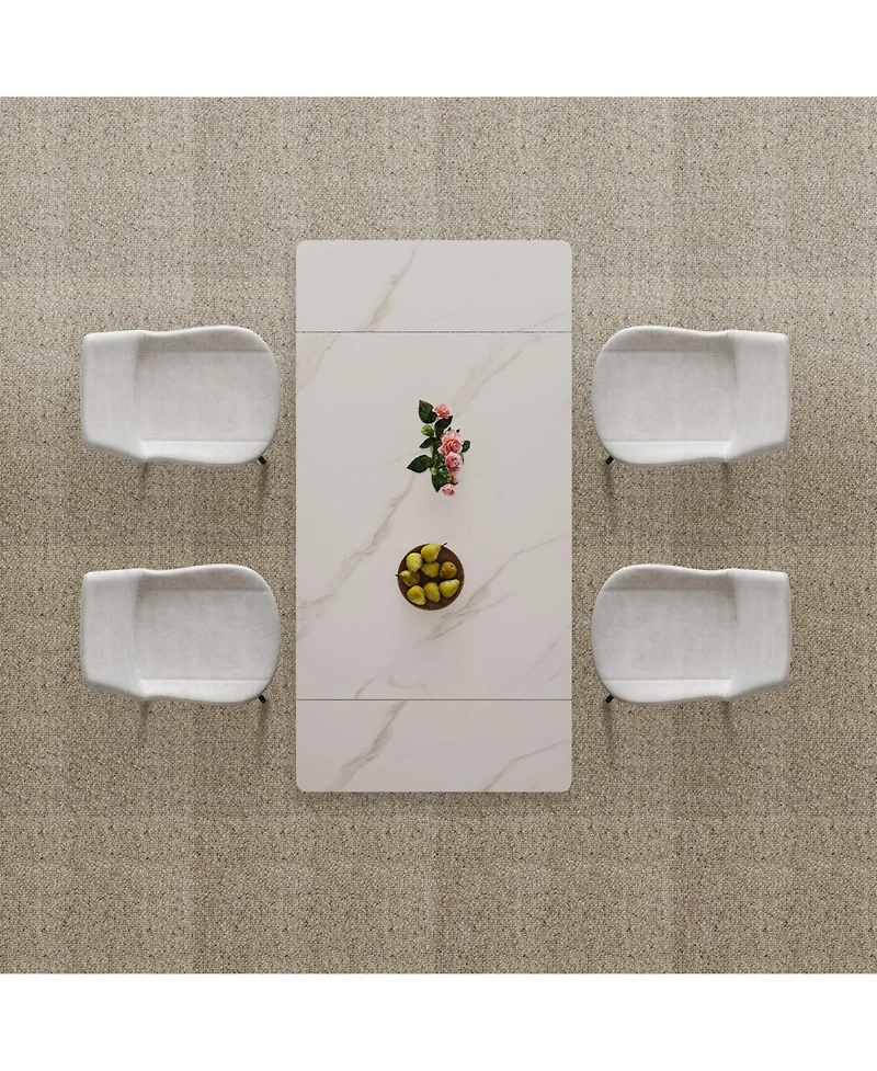 Streamdale Furniture Retractable Sintered Stone Dining Set (Table + 4 Chairs)