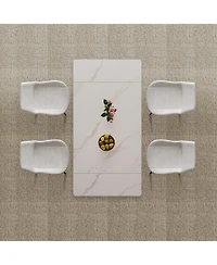 Streamdale Furniture Retractable Sintered Stone Dining Set (Table + 4 Chairs)