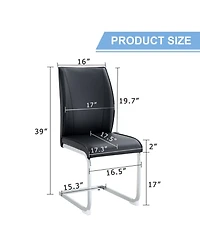 Streamdale Furniture Arch Dining Chairs - Black Pu, Silver Legs (Set of 8)