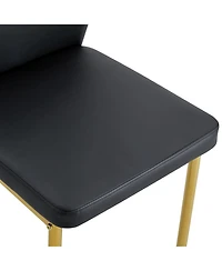 Streamdale Furniture 39.7" Glass Dining Table & 4 Pu Chairs - Gold Legs