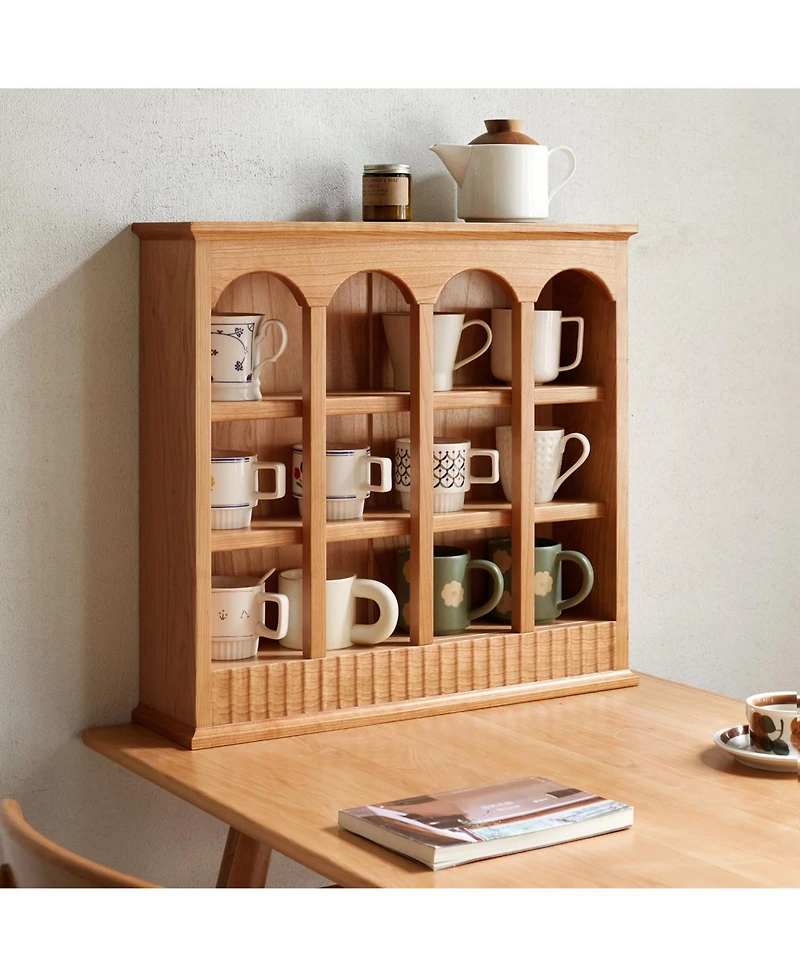 Streamdale Furniture Cherry Wood Storage Rack & Cup Holder