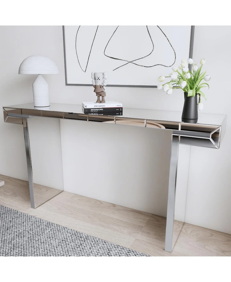 Streamdale Furniture Luxury Fluted Mirror Console Table