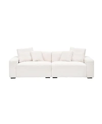Streamdale Furniture 104" 4-Seat Beige Corduroy Sofa w/ Throw Pillows