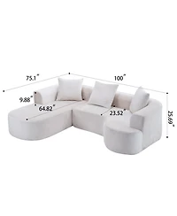 Streamdale Furniture Modular Sectional Sofa L-Shape Chaise Beige Corduroy