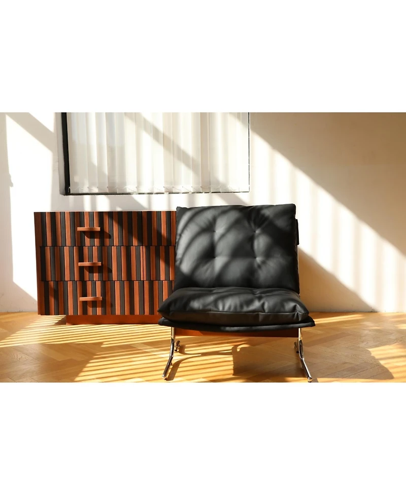 Streamdale Furniture Leather Chair with Metal Legs (Black)