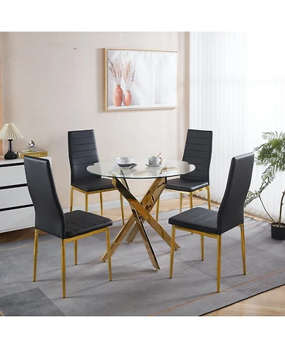 Streamdale Furniture Mid-Century Glass Top Dining Set