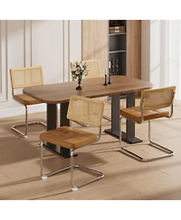 Streamdale Furniture Rattan Dining Chairs Set of 4 Faux Leather