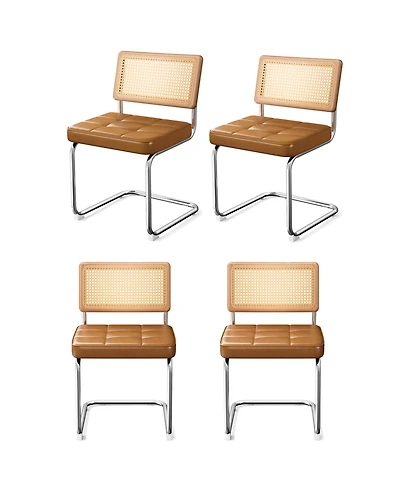 Streamdale Furniture Rattan Dining Chairs Set of 4 Faux Leather