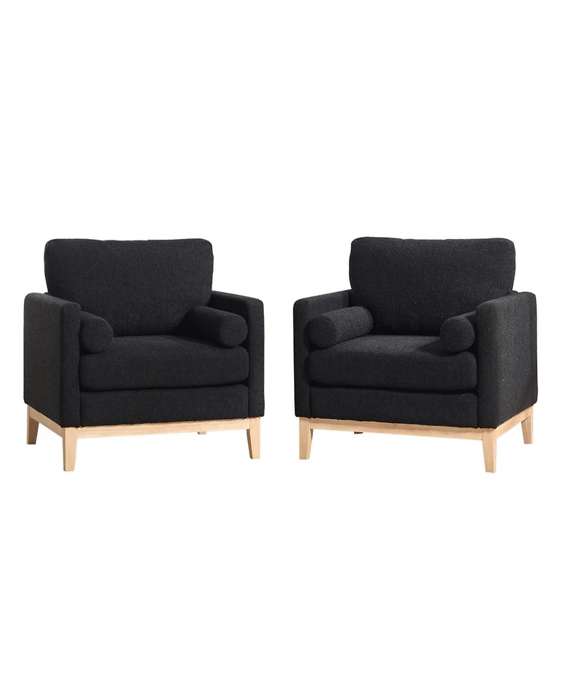 Streamdale Furniture 35.4" Wide Modern Farmhouse Accent Chair - Black Boucle